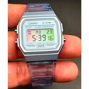 LWS Arctic Prism F91W Blue Clear Strap Retro Digital Mod Watch